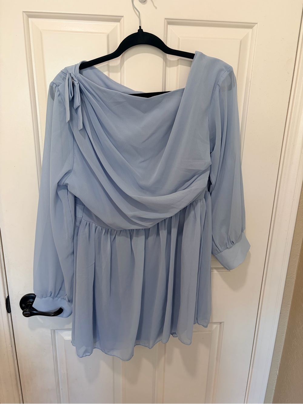 Light Blue Draped Women's Dress